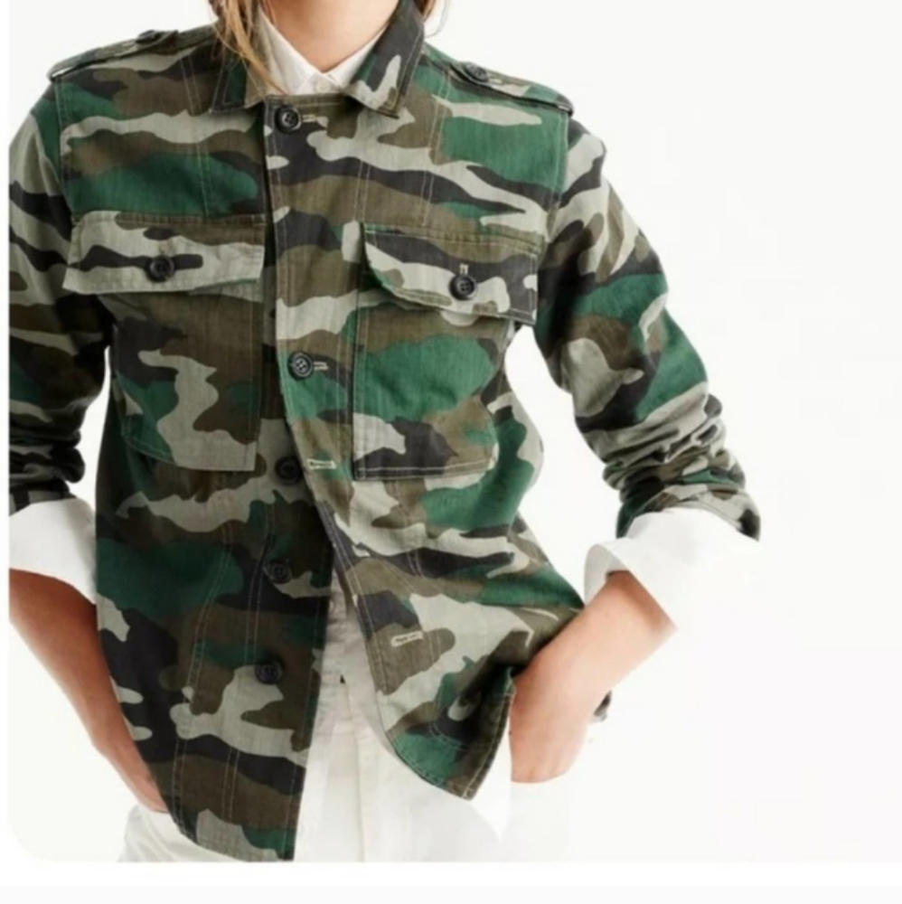 J. Crew Camoflauge Utility Jean-Style Jacket Size Large - Picture 6 of 12